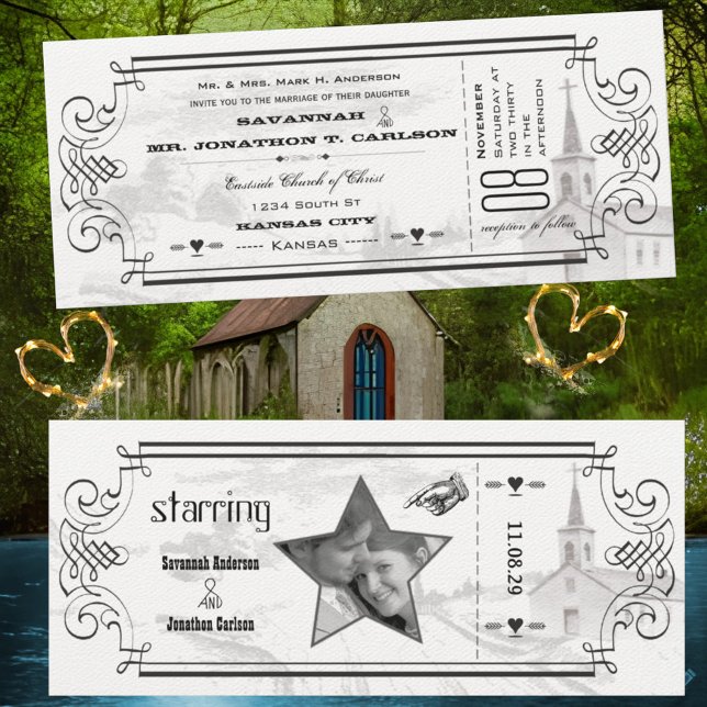 Tarjetas de Invitación de Boda Capilla de Marfil y (Subido por el creador)