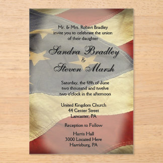 Tarjetas de Invitación de Boda con Bandera America