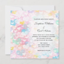 Tarjetas de Invitación de Boda con Corazones Apila