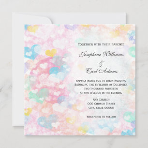 Tarjetas de Invitación de Boda con Corazones Apila