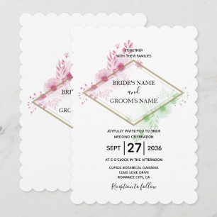 Tarjetas de Invitación de Boda con Flores de Acuar