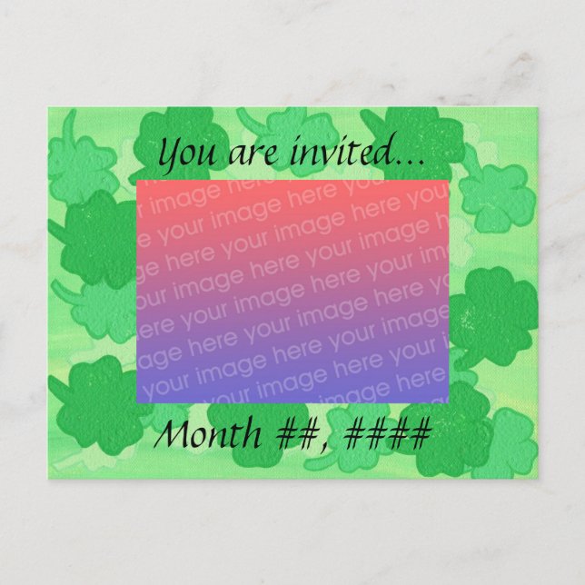 Tarjetas de invitación de boda con foto de trébole (Anverso)