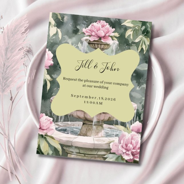Tarjetas de Invitación de Boda con Fuente del Jard (Subido por el creador)