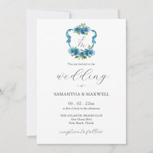 Tarjetas de Invitación de Boda con Hortensias y Mo
