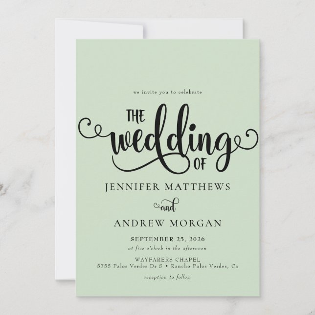 Tarjetas de Invitación de Boda con Letra Caligráfi (Anverso)