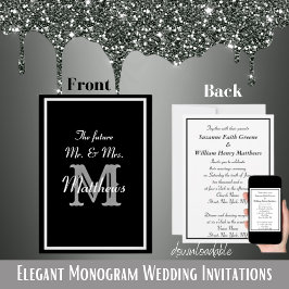 Tarjetas de Invitación de Boda con Monograma Elega