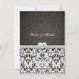 Tarjetas de Invitación de Boda con Monograma y Dam