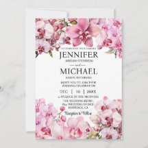 Tarjetas de Invitación de Boda con Orquídeas Rosad