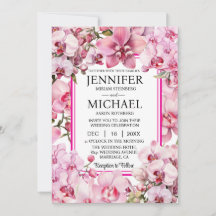 Tarjetas de Invitación de Boda con Orquídeas Rosad