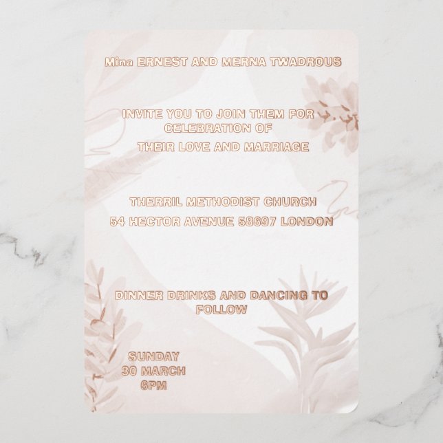 tarjetas de invitación de boda con papel de alumin (Anverso)