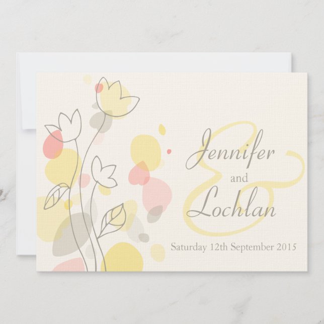 Tarjetas de invitación de boda con pétalos de flor (Anverso)