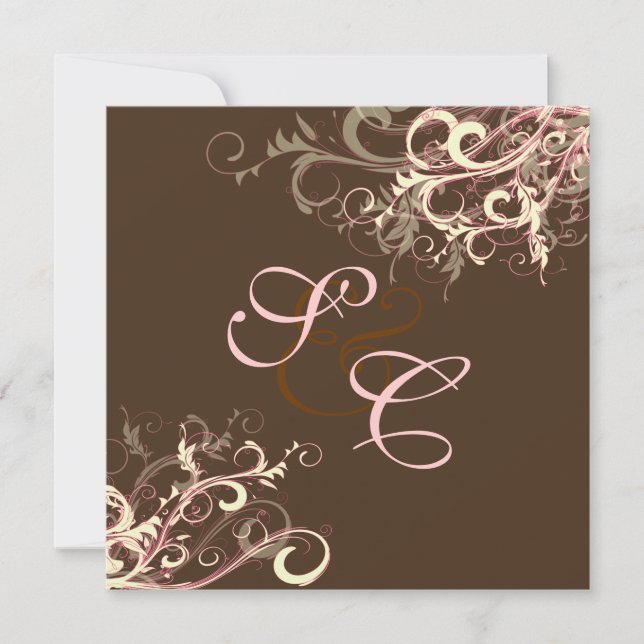 Tarjetas de invitación de boda con remolinos de cr (Anverso)
