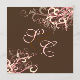 Tarjetas de invitación de boda con remolinos de cr