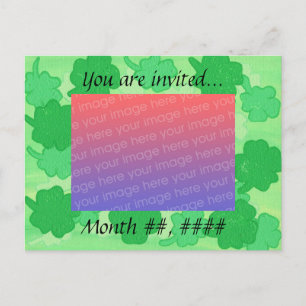 Tarjetas de Invitación de Boda con Tréboles Verdes