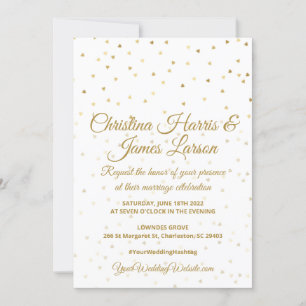 Tarjetas de Invitación de Boda Corazones de Oro