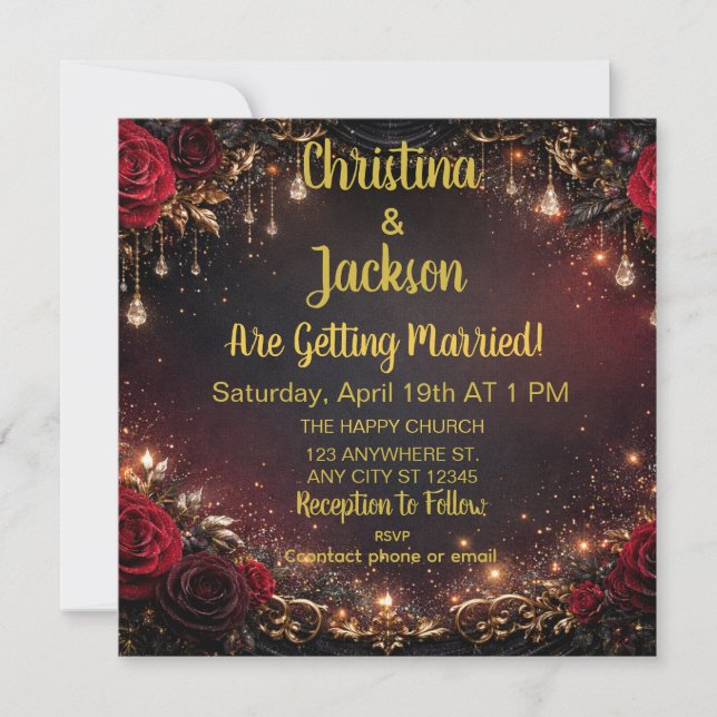 Tarjetas de Invitación de Boda Customizadas Elegan (Anverso)