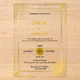 Tarjetas de Invitación de Boda de Acrílico Elegant