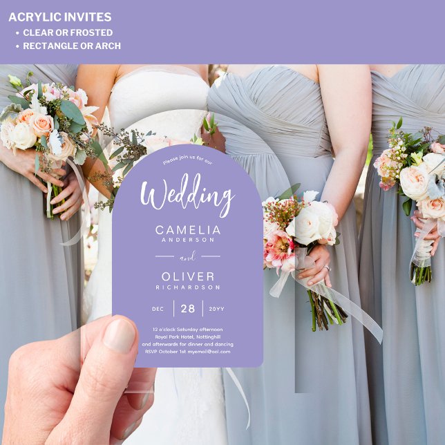 Tarjetas de Invitación de Boda de Acrílico Lavanda (Subido por el creador)