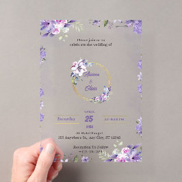 Tarjetas de Invitación de Boda de Acuarela Púrpura