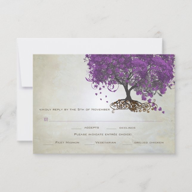 Tarjetas de Invitación de Boda de Árbol de Hoja de (Anverso)