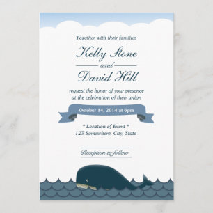 Tarjetas de Invitación de Boda de Ballena Azul y M