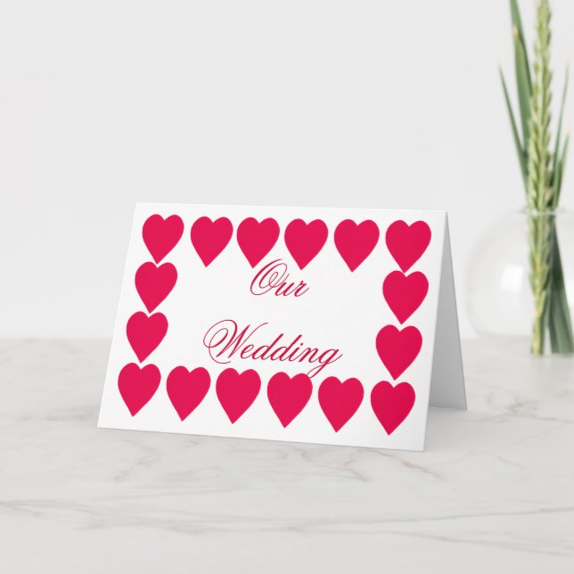 Tarjetas de invitación de boda de borde de corazon (Anverso)