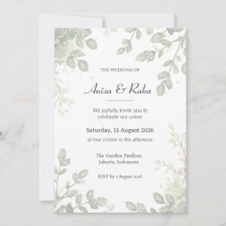 Tarjetas de Invitación de Boda de Botánicas Acuare