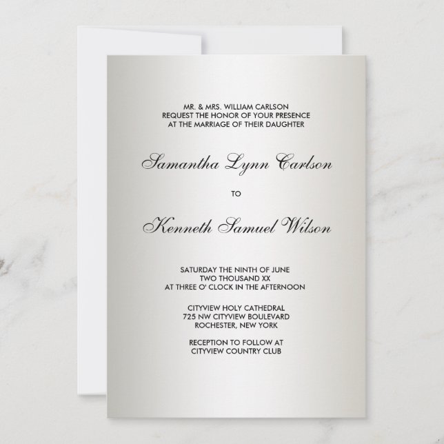 Tarjetas de Invitación de Boda de Damasco con Corb (Anverso)