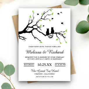 Tarjetas de invitación de boda de gatos románticos