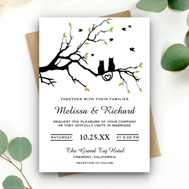 Tarjetas de invitación de boda de gatos románticos (Subido por el creador)