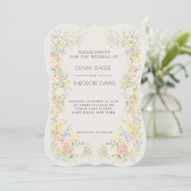 Tarjetas de Invitación de Boda de Jardín Regencia  (Anverso de pie)