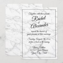 Tarjetas de invitación de boda de mármol blanco el
