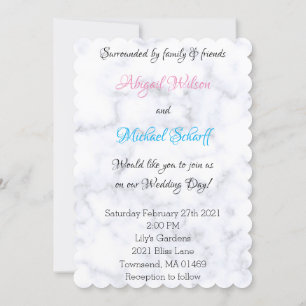 Tarjetas de Invitación de Boda de Mármol Blanco El
