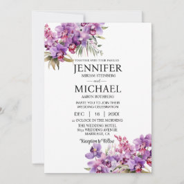 Tarjetas de Invitación de Boda de Orquídeas Purpúr