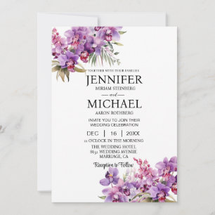 Tarjetas de Invitación de Boda de Orquídeas Purpúr