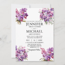 Tarjetas de Invitación de Boda de Orquídeas Purpúr