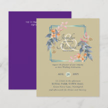 Tarjetas de invitación de boda de otoño con hojas 