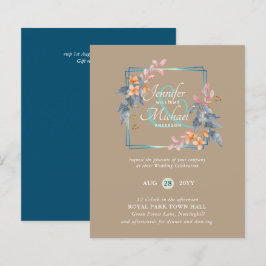 Tarjetas de invitación de boda de otoño con hojas 