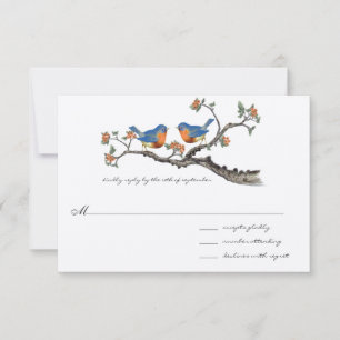 Tarjetas de Invitación de Boda de Pájaros Azules V