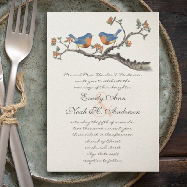 Tarjetas de Invitación de Boda de Pájaros Azules V (Subido por el creador)
