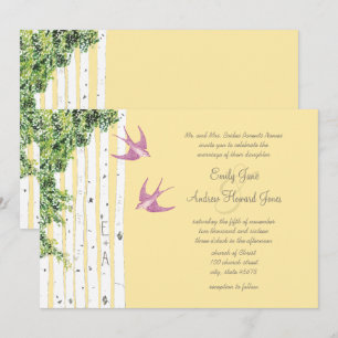 Tarjetas de Invitación de Boda de Pájaros de Amor