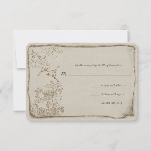Tarjetas de Invitación de Boda de Pájaros de Amor  (Anverso)