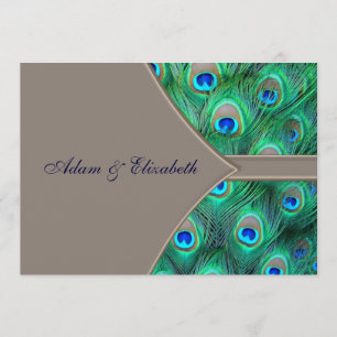 Tarjetas de Invitación de Boda de Pavo Real Azul M