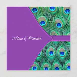 Tarjetas de Invitación de Boda de Pavo Real Violet