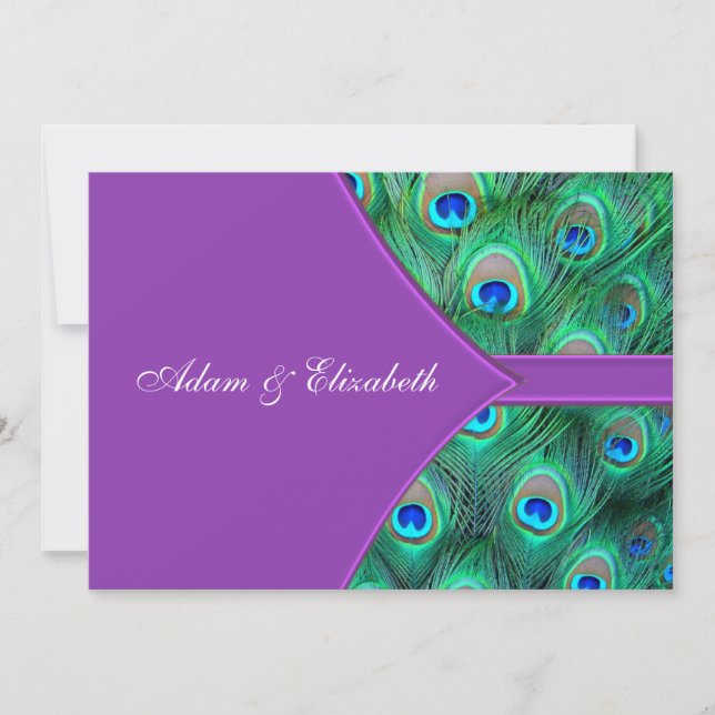 Tarjetas de Invitación de Boda de Pavo Real Violet (Anverso)