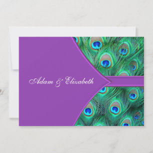 Tarjetas de Invitación de Boda de Pavo Real Violet