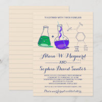 Tarjetas de Invitación de Boda de Química Moradas
