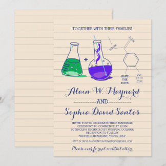 Tarjetas de Invitación de Boda de Química Moradas