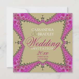 Tarjetas de Invitación de Boda de Seda Dorada y En
