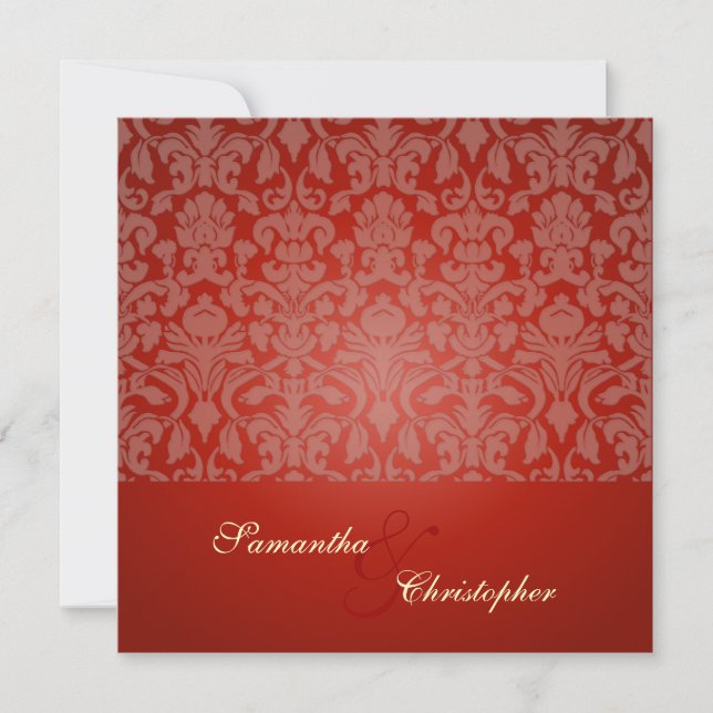 Tarjetas de Invitación de Boda de terciopelo rojo  (Anverso)